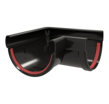 Угол желоба 90 град.Классика 120 ПВХ GL черный (RAL 9005) - строй база